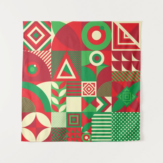 Geometric Pop: Colourful Abstract Tiles. Tapestry (Front)