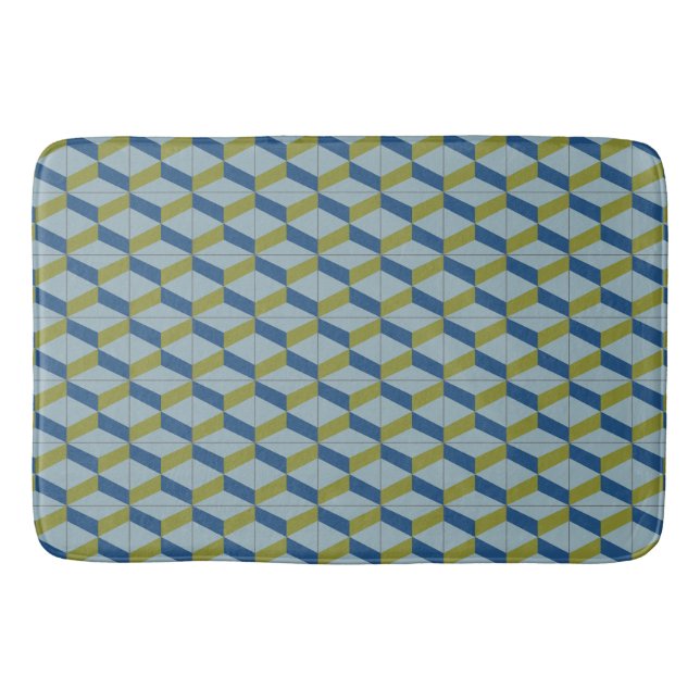 Geometric Portuguese tiles pattern in soft colours Bath Mat (Front)