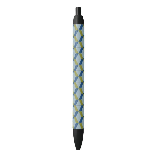 Geometric Portuguese tiles pattern in soft colours Black Ink Pen (Front Vertical)