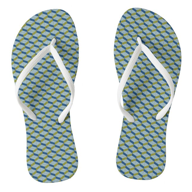Geometric Portuguese tiles pattern in soft colours Thongs (Footbed)