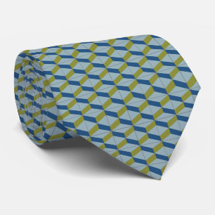 Geometric Portuguese tiles pattern in soft colours Tie