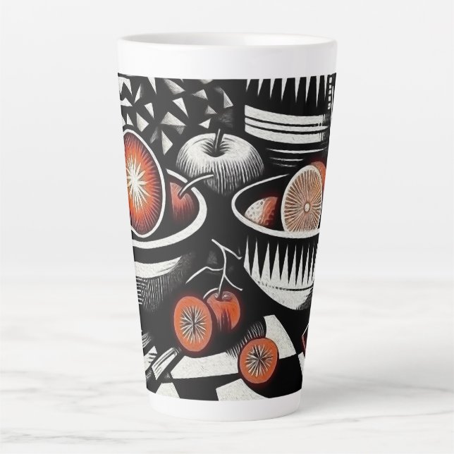 Geometric Pottery Latte Mug (Front)