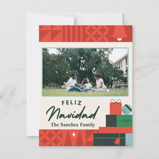 Geometric Presents "Feliz Navidad" Card 1 Photo (Front)