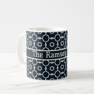 Geometric printed personalised coffee mug