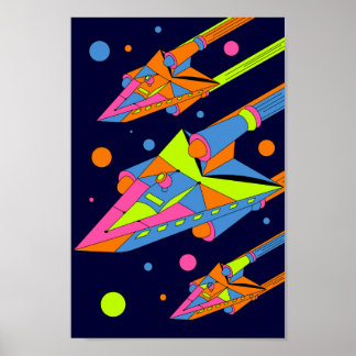 Geometric Psychedelic Space Fleet Poster