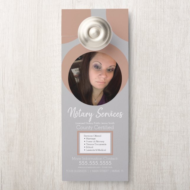 Geometric Public Notary Service Photo  Door Hanger (On Knob)