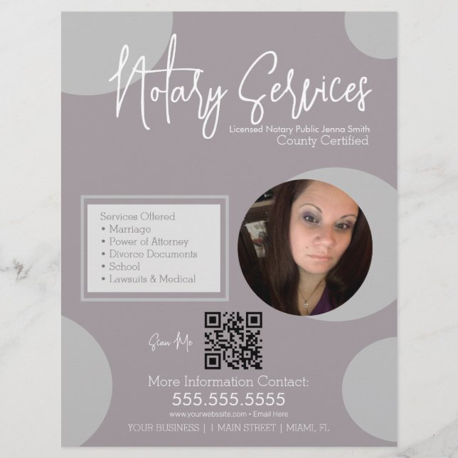 Geometric Public Notary Service Script QR Code Flyer (Front)