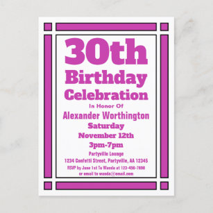 Geometric Purple 30th Birthday Invitation Postcard