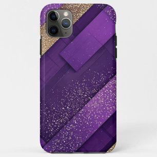 Geometric Purple and Gold Glitter Abstract iPhone 11 Pro Max Case