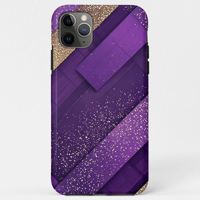 Geometric Purple and Gold Glitter Abstract Case-Mate iPhone Case (Back)