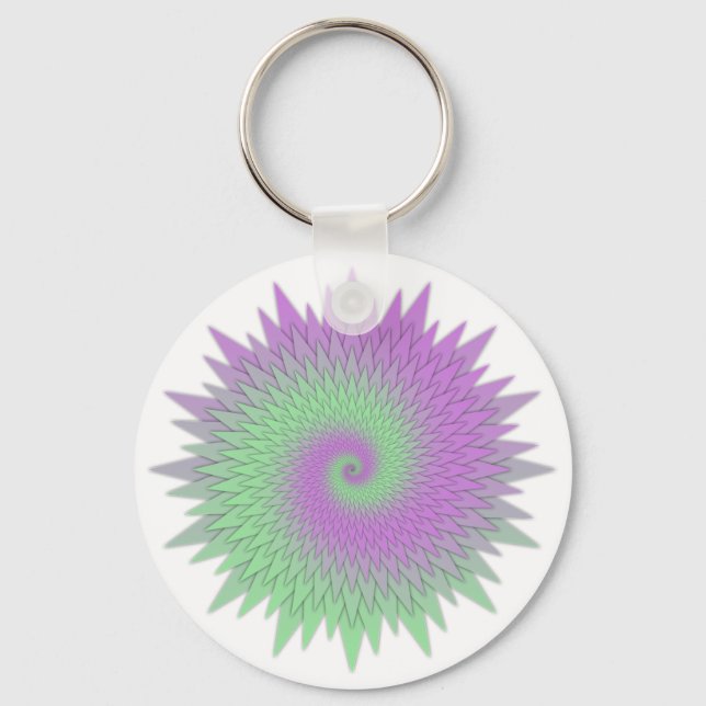 Geometric Purple and Green Key Ring (Front)