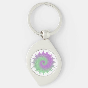 Geometric Purple and Green Key Ring