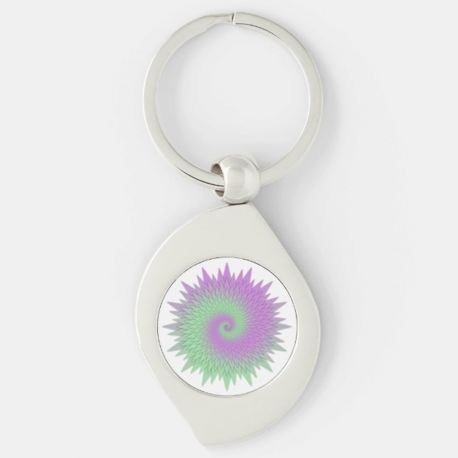 Geometric Purple and Green Key Ring (Front)