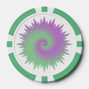 Geometric Purple and Green Poker Chips