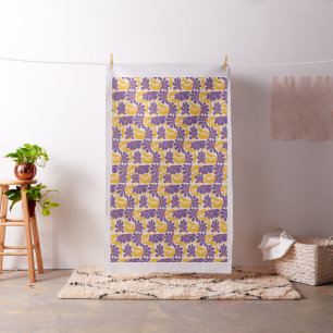 Geometric Purple and Yellow Pattern Fabric