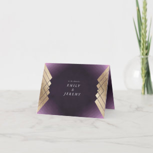 Geometric Purple Gold Gatsby Wedding Thank You Card
