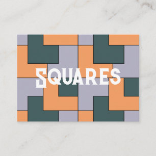Geometric Purple Green Orange Squares Geometric  Business Card