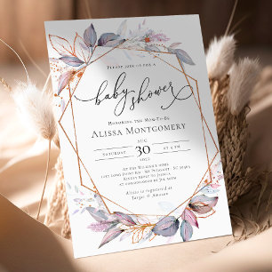 Geometric Purple Lavender Baby Shower Invitation