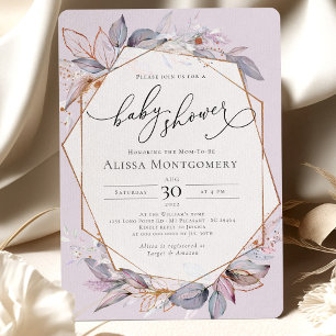 Geometric Purple Lavender Baby Shower Invitation