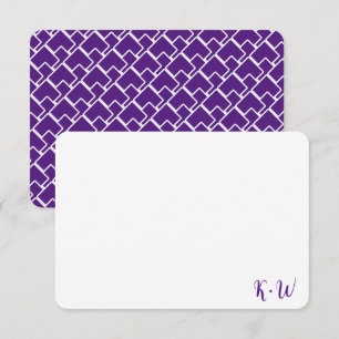 Geometric Purple Personalised Monogram Note Cards