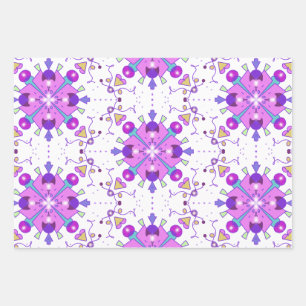 Geometric Purple Pink Blue Pattern Wrapping Paper Sheet