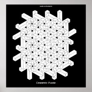GEOMETRIC PUZZLE Retro Poster