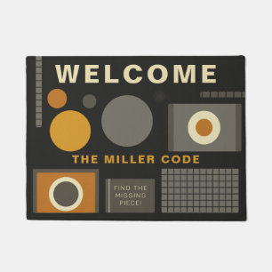 Geometric puzzle with customisable family name  doormat