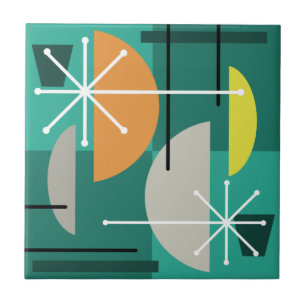 Geometric Quadrants Abstract Art Ceramic Tile