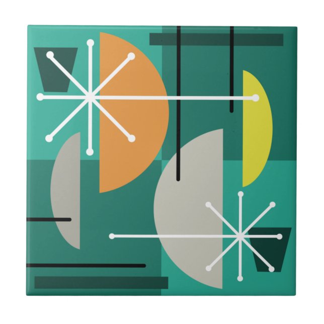 Geometric Quadrants Abstract Art Ceramic Tile (Front)