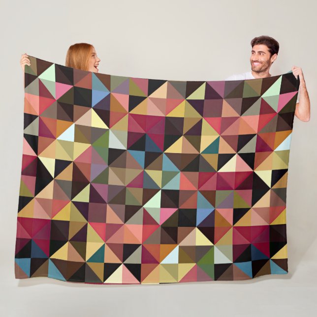 Geometric Quilt Pattern Design Fleece Blanket (In Situ)