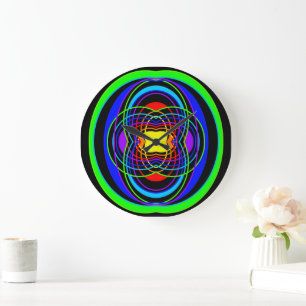 Geometric rainbow colors shapes large clock