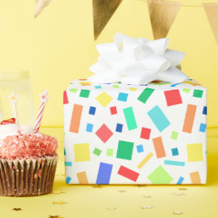 Geometric Rainbow Coloured Confetti Gift Wrapping Paper