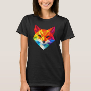 Geometric Rainbow Fox Head Low Poly Art T-Shirt