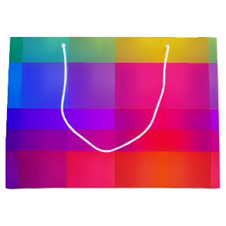 Geometric Rainbow Gradient Abstract Pattern Large Gift Bag