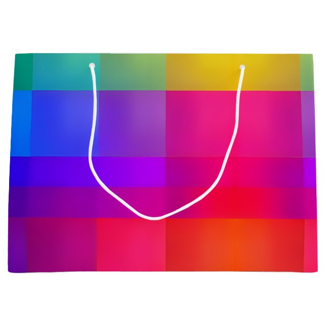 Geometric Rainbow Gradient Abstract Pattern Large Gift Bag (Front)