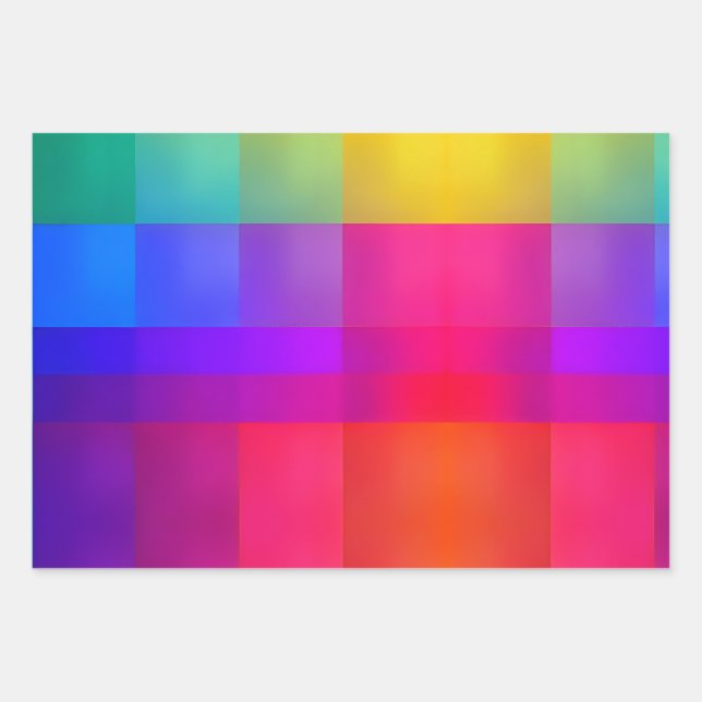 Geometric Rainbow Gradient Wrapping Paper Sheet (Front)