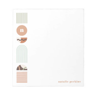 Geometric Rainbow Monogram Notepad - Brown