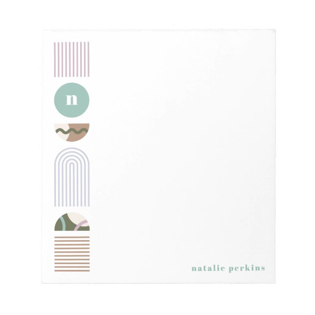Geometric Rainbow Monogram Notepad - Green (Front)