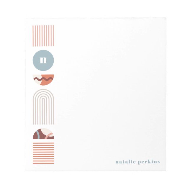 Geometric Rainbow Monogram Notepad - Orange (Front)