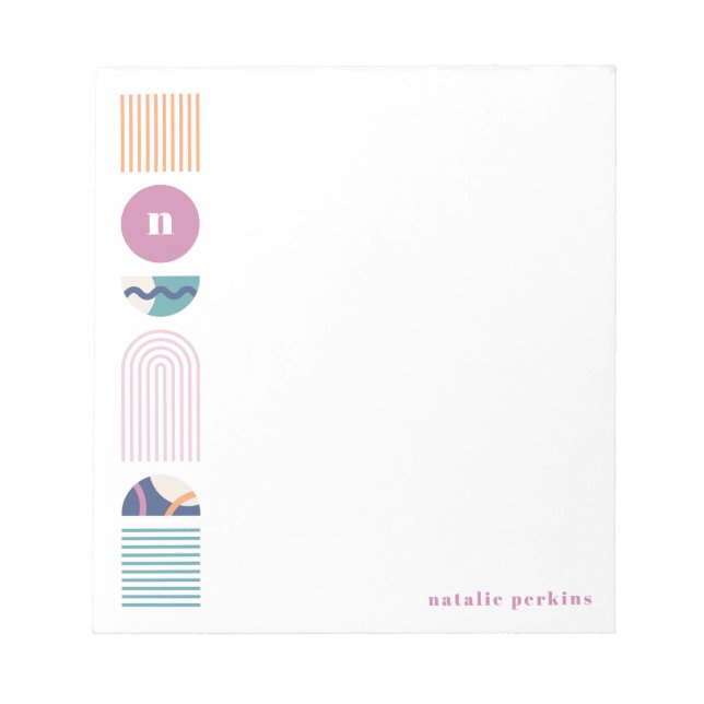 Geometric Rainbow Monogram Notepad - Purple (Front)