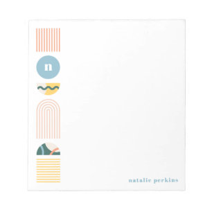 Geometric Rainbow Monogram Notepad - Yellow