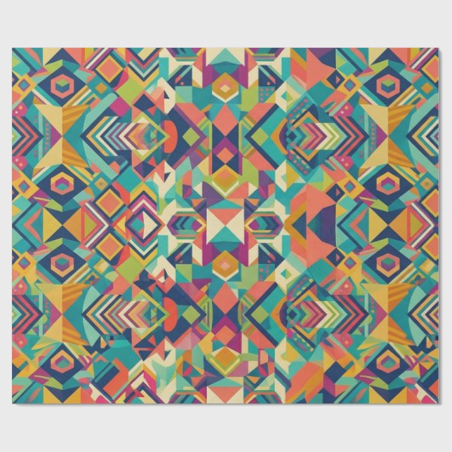 Geometric Rainbow Pattern 2026 Wrapping Paper (Flat)