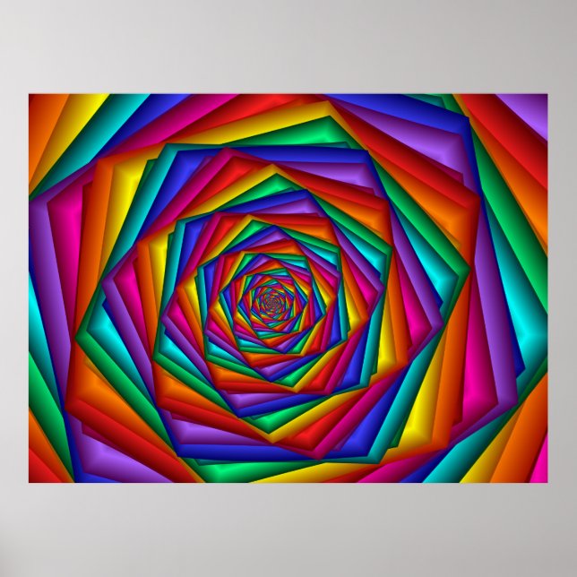Geometric Rainbow Spiral Poster (Front)