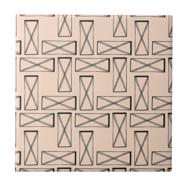 Geometric Rectangle X Design Ceramic Tile (Front)