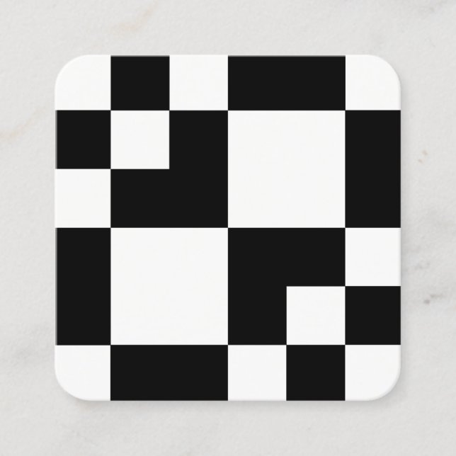 Geometric Rectangles and Squares - Black and White Square Business Card (Front)