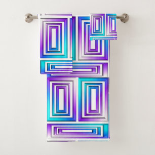 geometric rectangles bath towel set