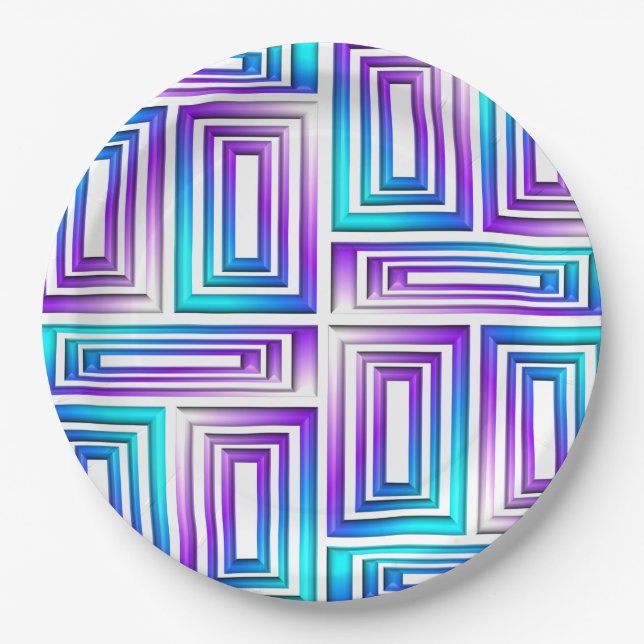 geometric rectangles paper plates (Front)
