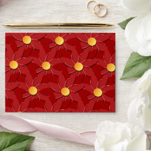 Geometric Red and Gold Floral Envelope