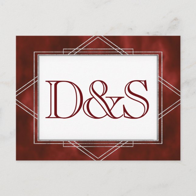 Geometric Red Art Deco | Modern RSVP Meal Choice Invitation Postcard (Front)