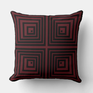 Geometric Red & Black Nested Box Star Pattern Cushion